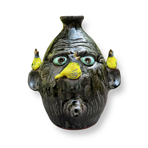 Brian Wilson 8.5" Whistler Face Jug with Yellow Birds DP6363